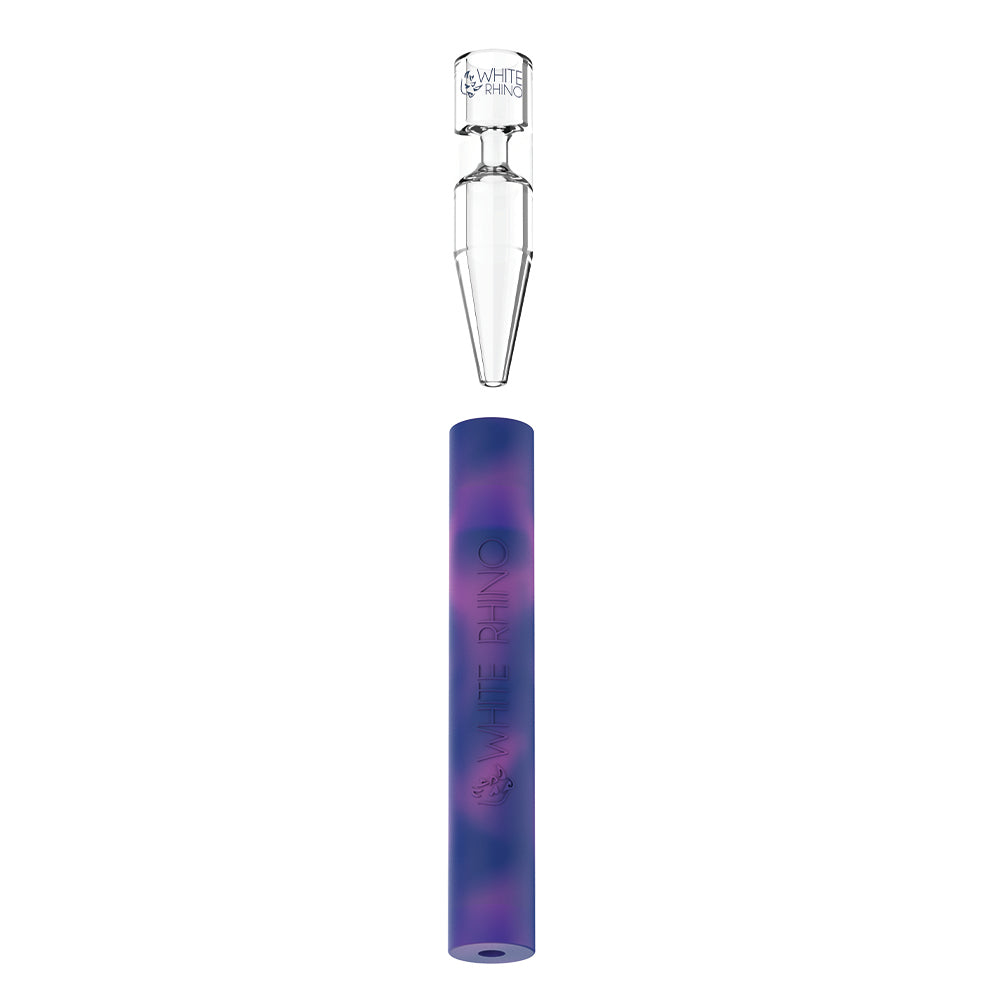 Dual Container with QUARTZ Glass Straw and Chillum – White Rhino