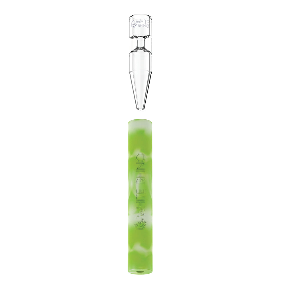 Dual Container with QUARTZ Glass Straw and Chillum – White Rhino